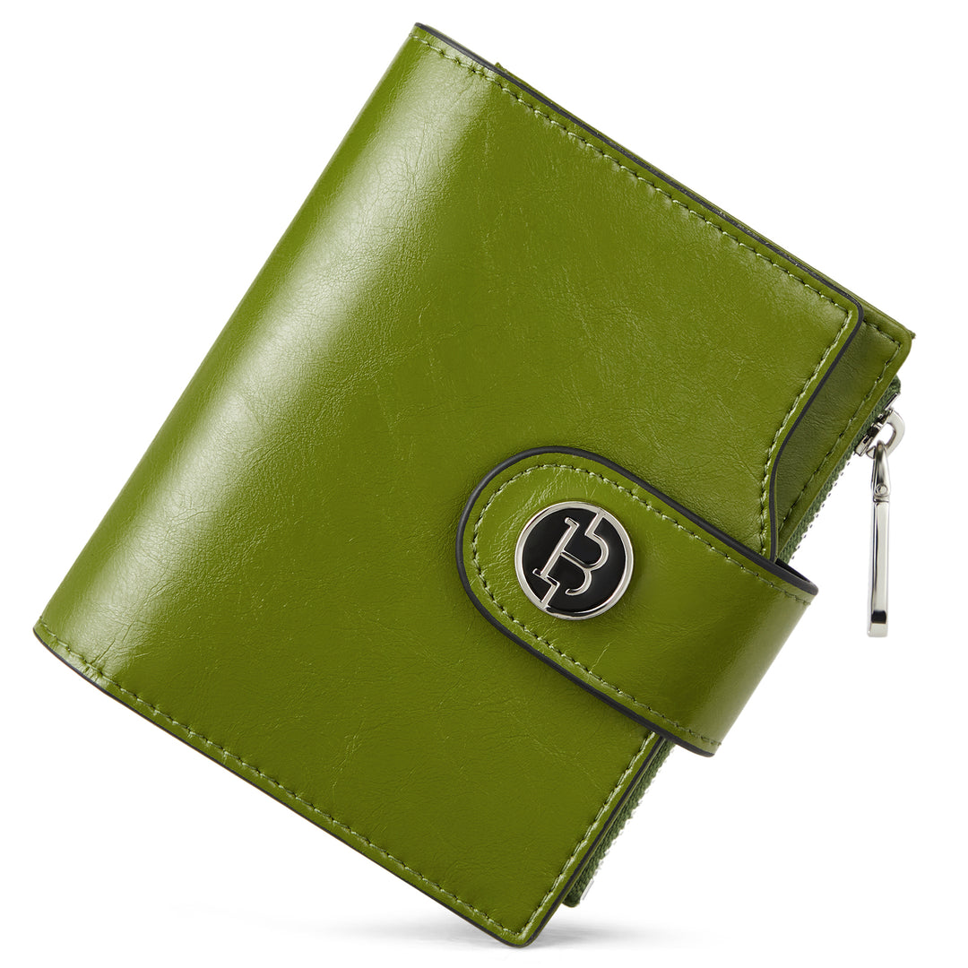 Luna Small RFID Blocking Bifold Zipper Pocket Wallet Card Case with ID Window