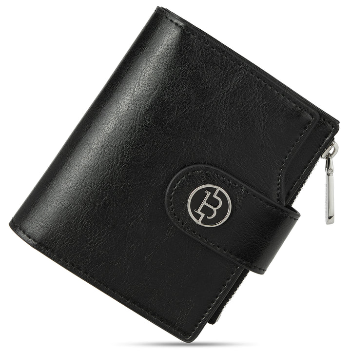 Luna Small RFID Blocking Bifold Zipper Pocket Wallet Card Case with ID Window