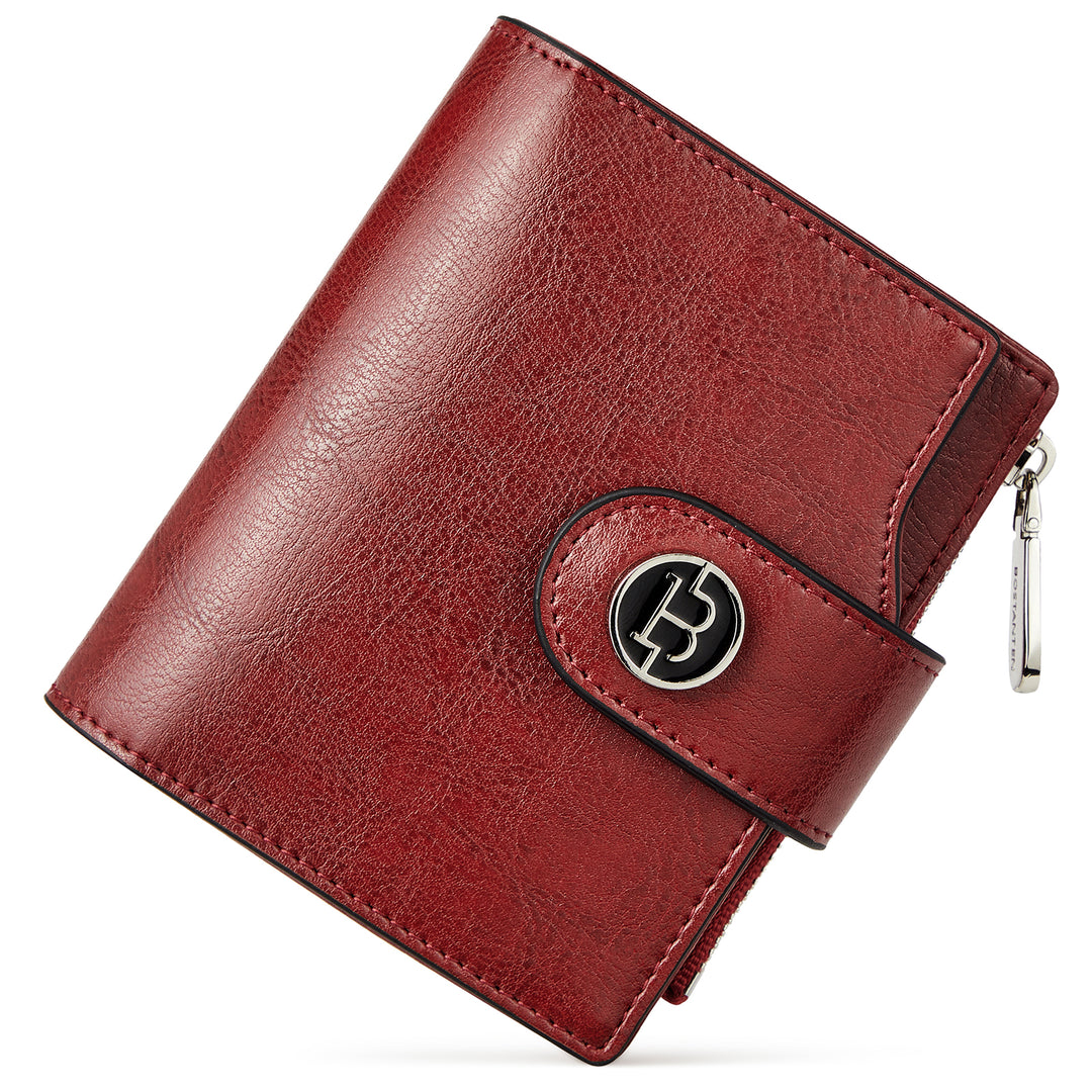 Luna Small RFID Blocking Bifold Zipper Pocket Wallet Card Case with ID Window