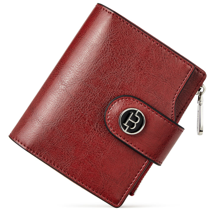 Luna Small RFID Blocking Bifold Zipper Pocket Wallet Card Case with ID Window