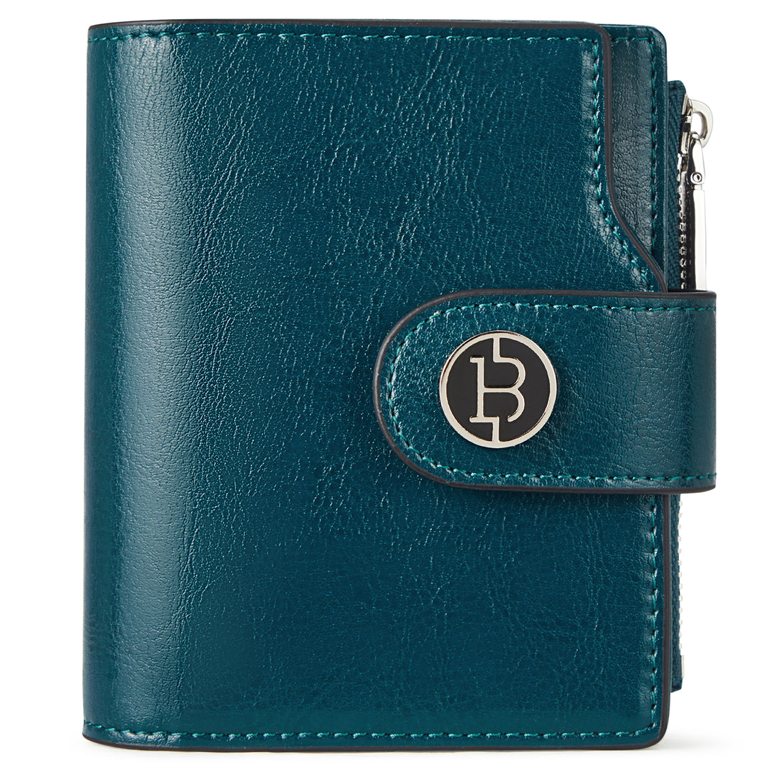 Luna Small RFID Blocking Bifold Zipper Pocket Wallet Card Case with ID Window