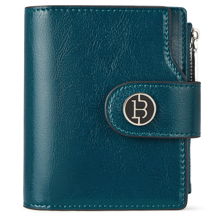 Luna Small RFID Blocking Bifold Zipper Pocket Wallet Card Case with ID Window