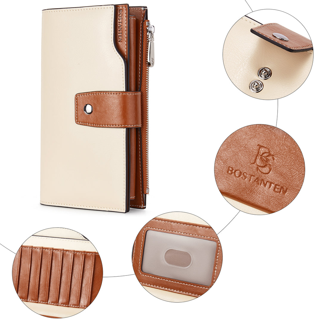 Lnna Genuine Leather RFID Wallets With Checkbooks - Cash Clutch