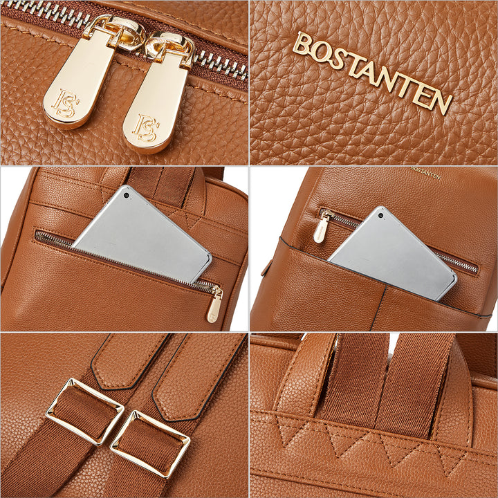 Vallis Lederrucksack mit mehreren Taschen für Damen 