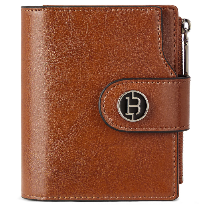 Luna Small RFID Blocking Bifold Zipper Pocket Wallet Card Case with ID Window