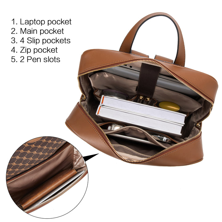 Baish Nappa Pattern Italian Leather Backpack for Women