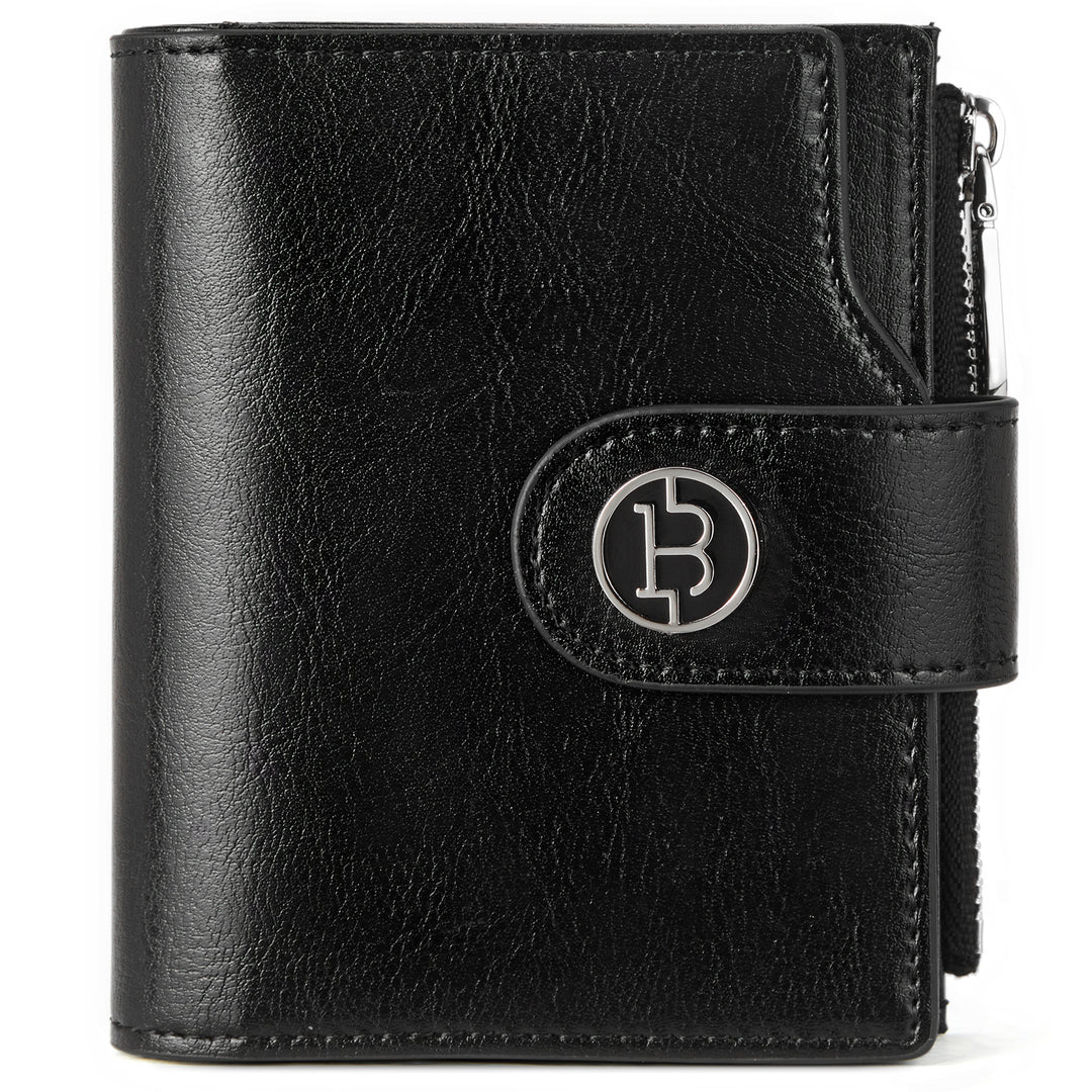 Luna Small RFID Blocking Bifold Zipper Pocket Wallet Card Case with ID Window