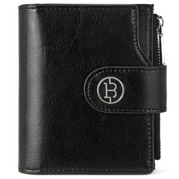 Luna Small RFID Blocking Bifold Zipper Pocket Wallet Card Case with ID Window