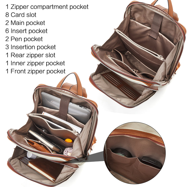 Vallis Large Real Leather Backpack Purse for Women