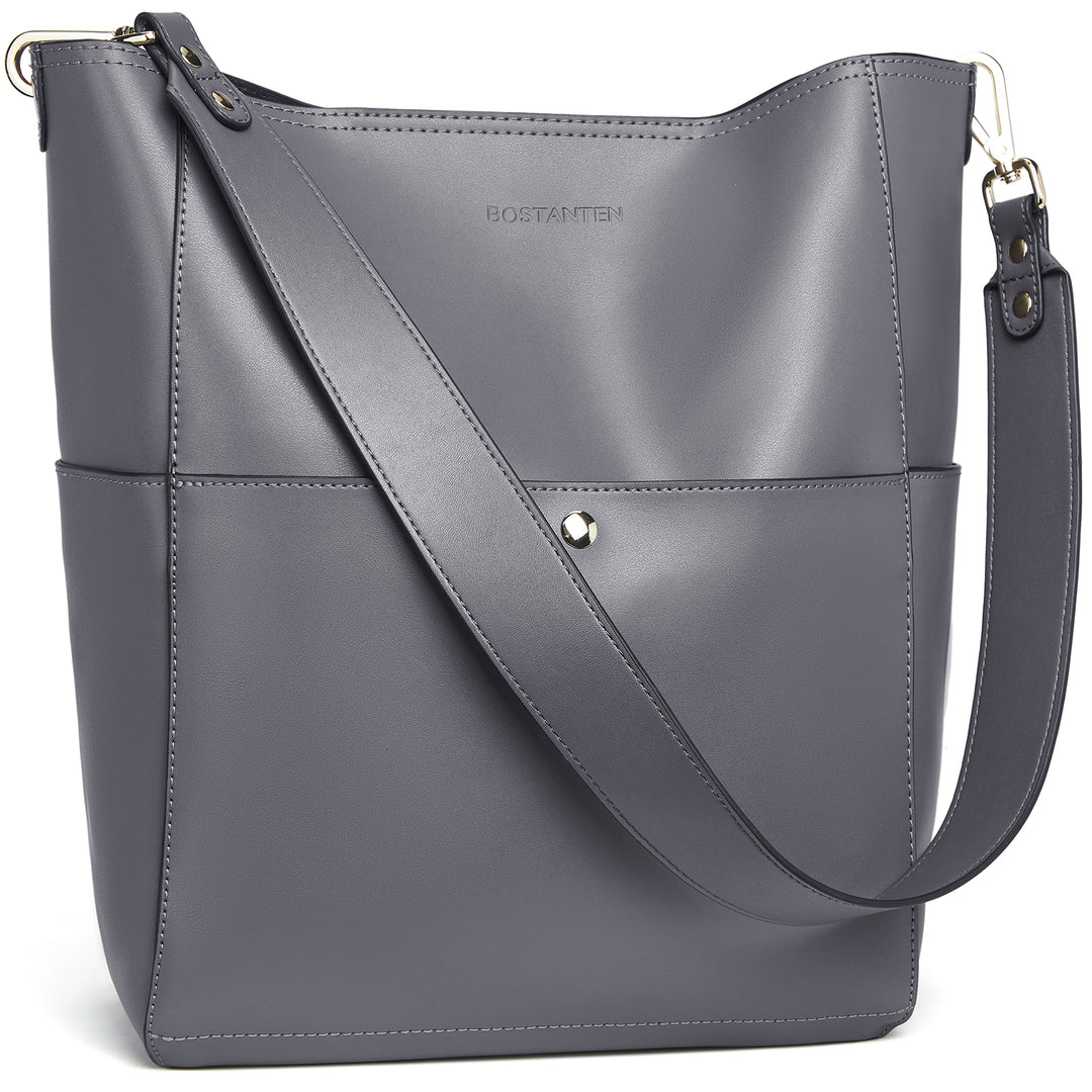 Lotty Genuine Leather Bucket Bag With 2 Shoulder Straps