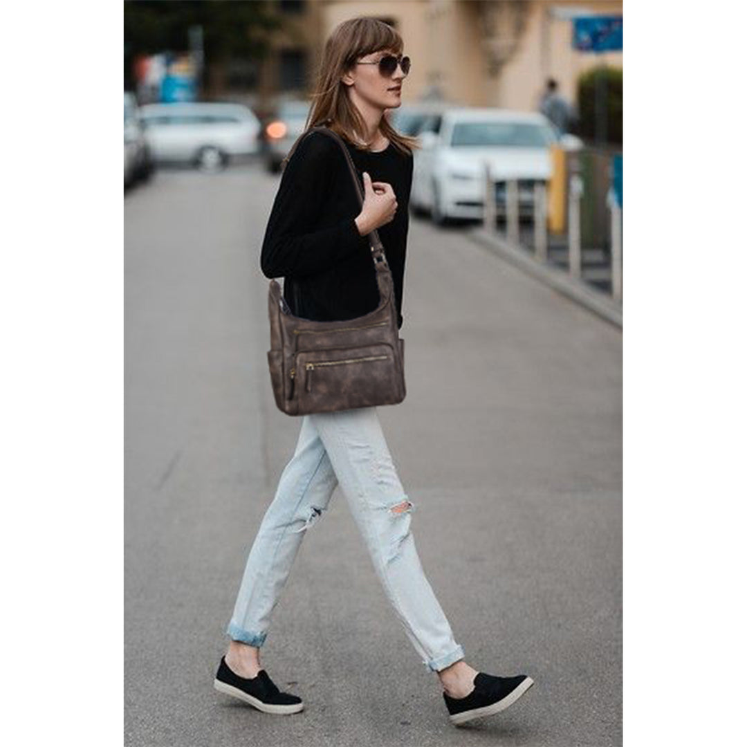 Evelyn Multi Pocket Shoulder Hobo Bag
