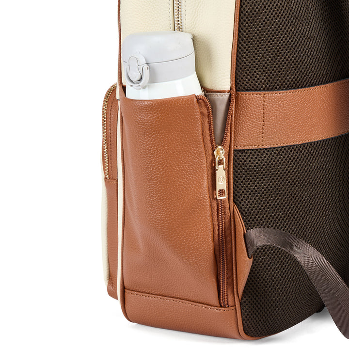Smart Genuine Leather Laptop Backpack — Expandable Bottle Pocket