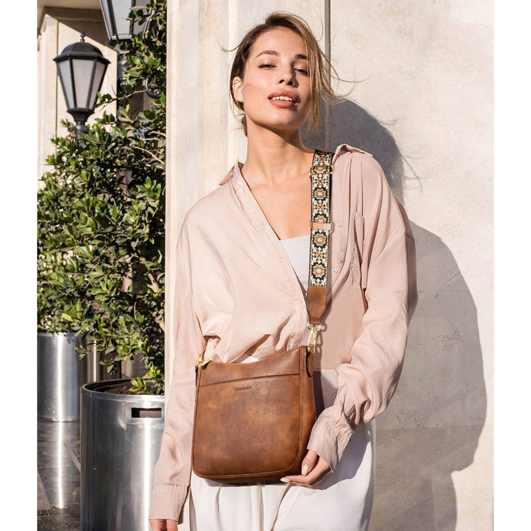 Lotty Floral Embroidered Leather Tote with Shoulder Strap