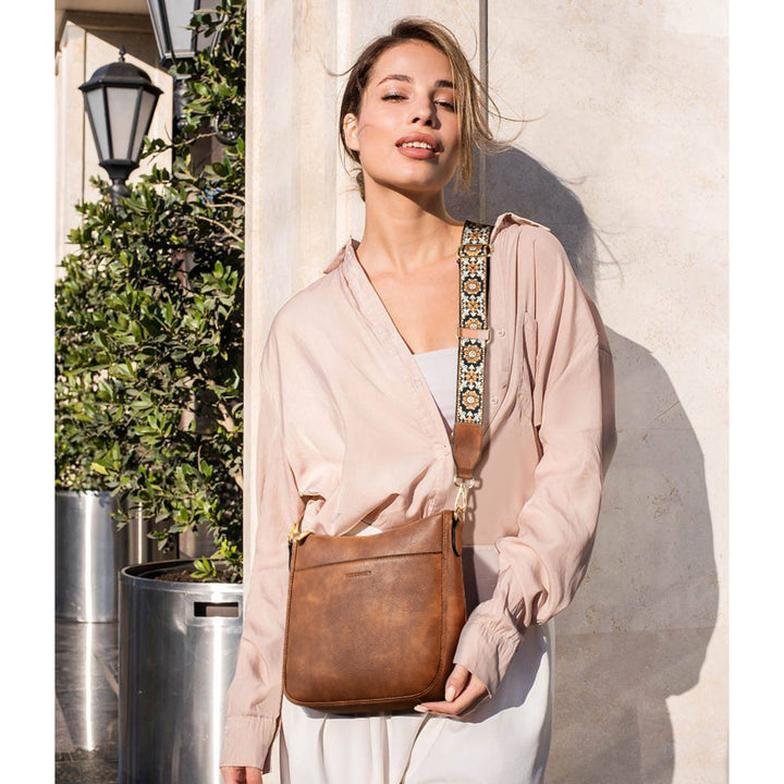 Lotty Floral Embroidered Leather Tote with Shoulder Strap