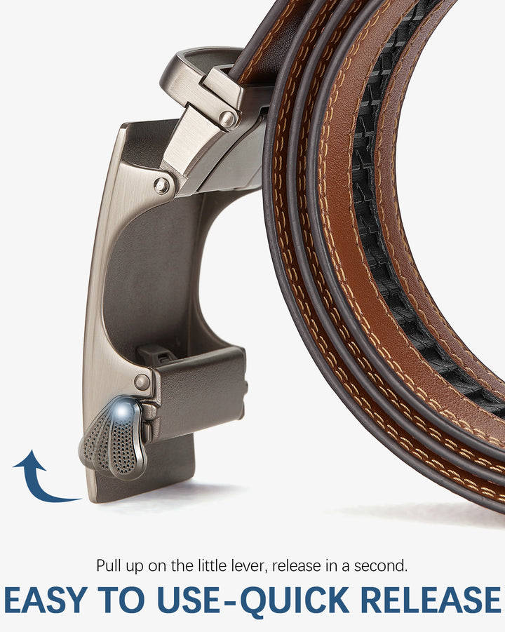 BOSTANTEN Ratchet Leather Belt For Men with Adjustable Buckle, Trim to Fit — All Brown