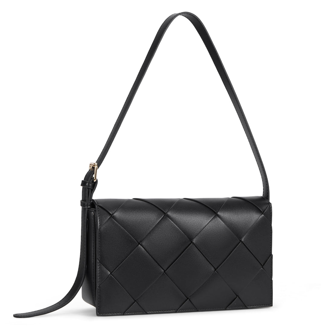 KWELI Lässige, schwarze, gewebte Handtasche 