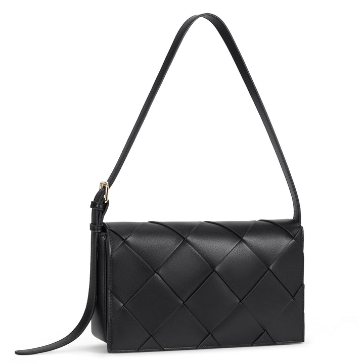 KWELI Lässige, schwarze, gewebte Handtasche 