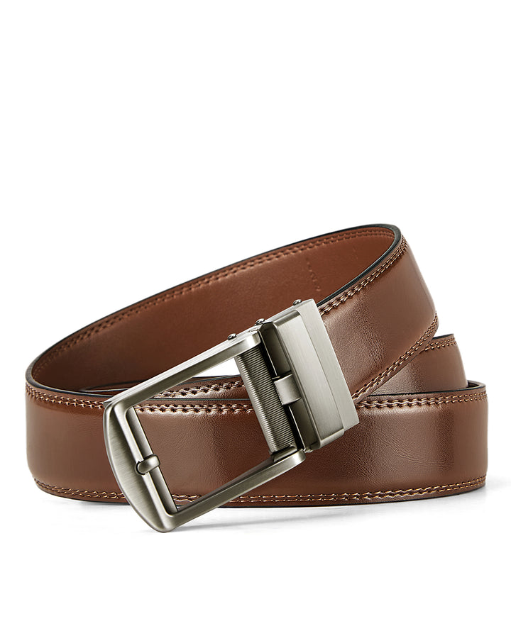 BOSTANTEN Ratchet Leather Belt For Men with Adjustable Buckle, Trim to Fit —Skeleton