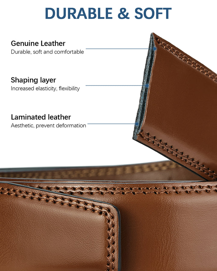 BOSTANTEN Ratchet Leather Belt For Men with Adjustable Buckle, Trim to Fit —Skeleton