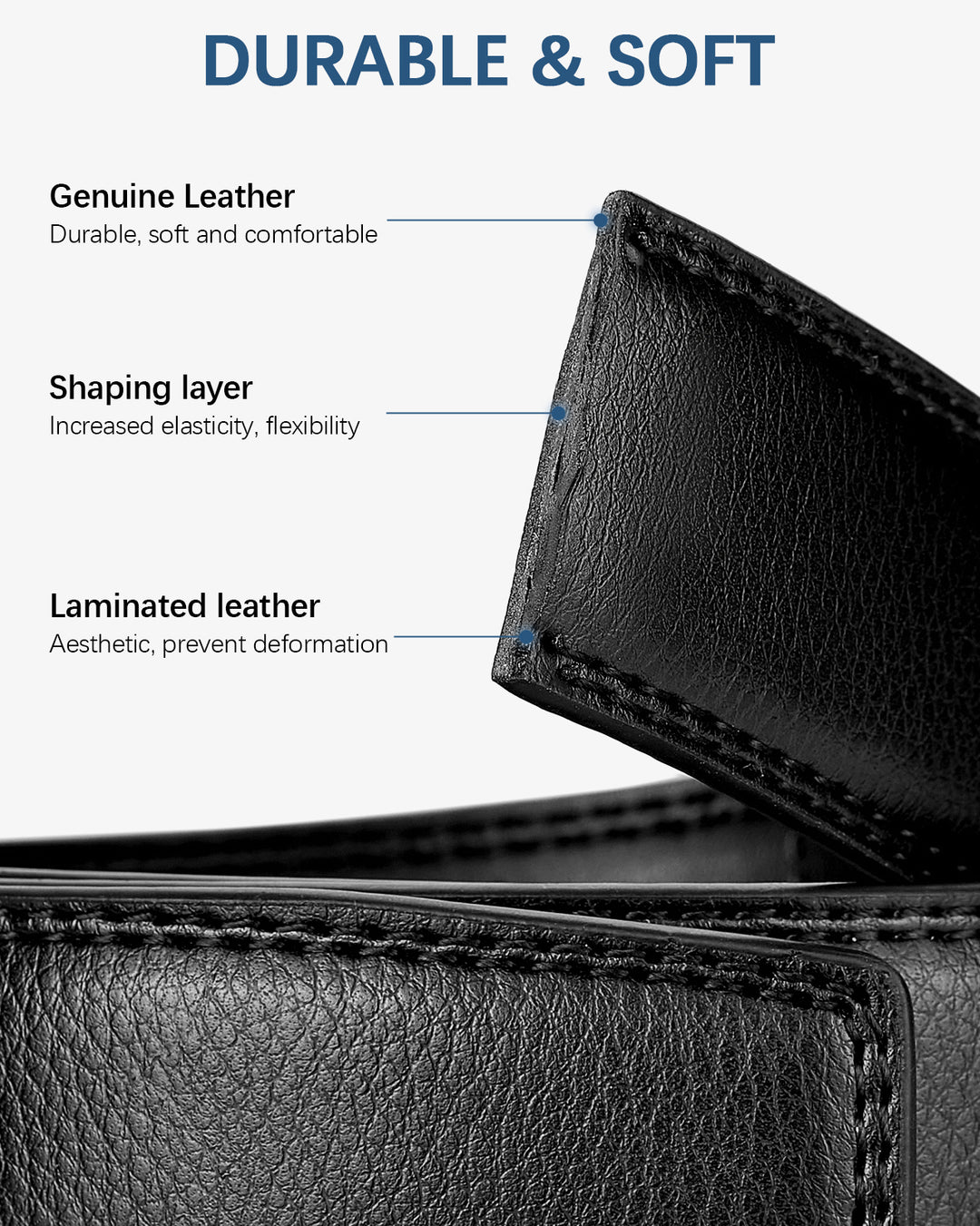 Bostanten Mens Belt Leather Ratchet Belt For Men Dress And Casual With Adjustable Buckle, Trim To Fit