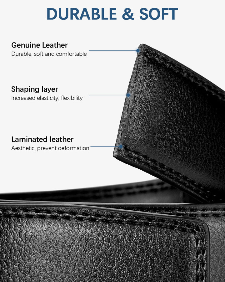 Bostanten Mens Belt Leather Ratchet Belt For Men Dress And Casual With Adjustable Buckle, Trim To Fit
