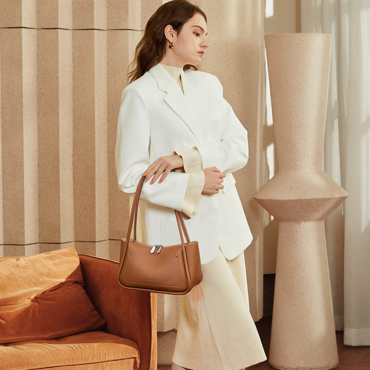 Claire Arc Silhouette Leather Tote Handbag