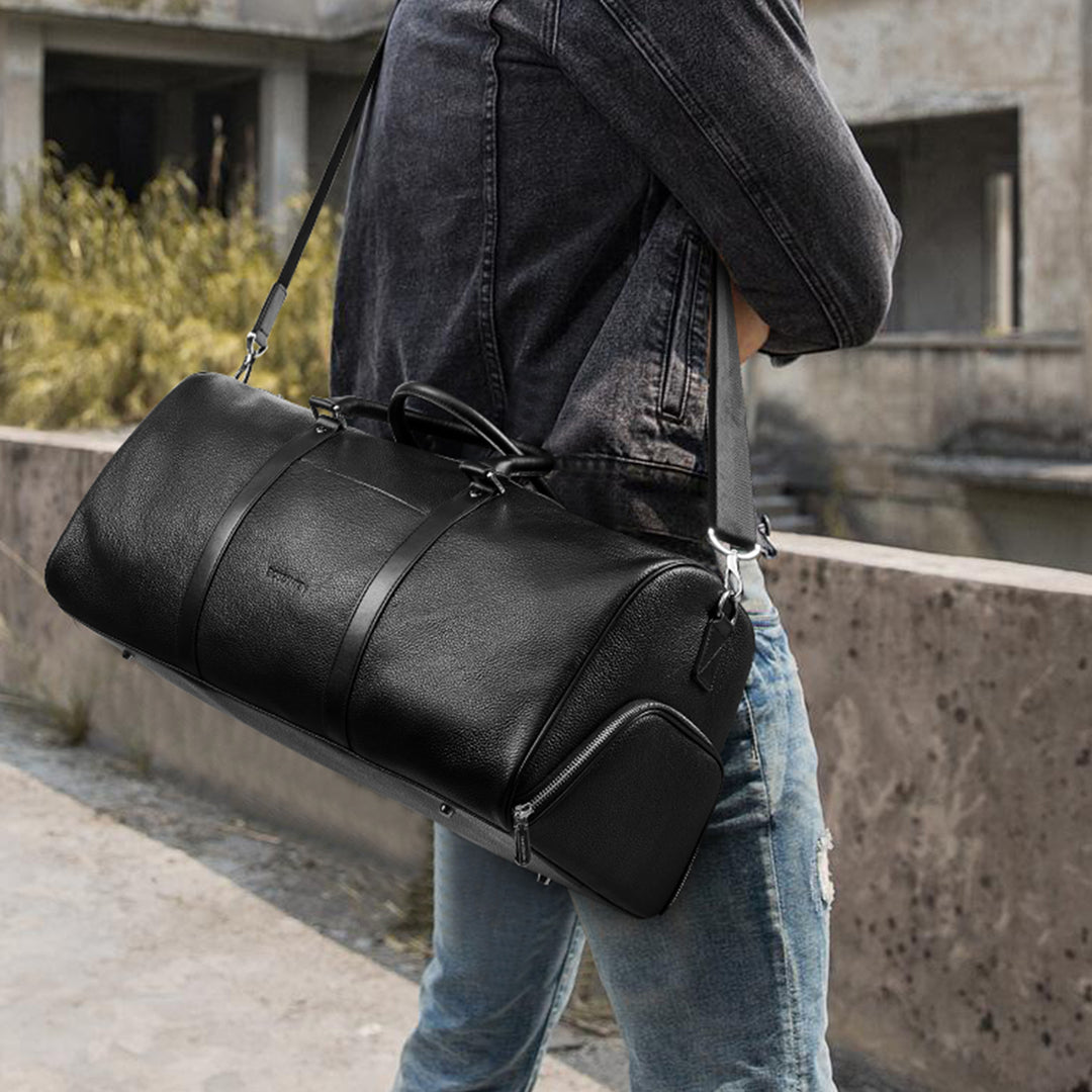 Vixen Oversized Leather Duffle Bag With Shoes Compartment