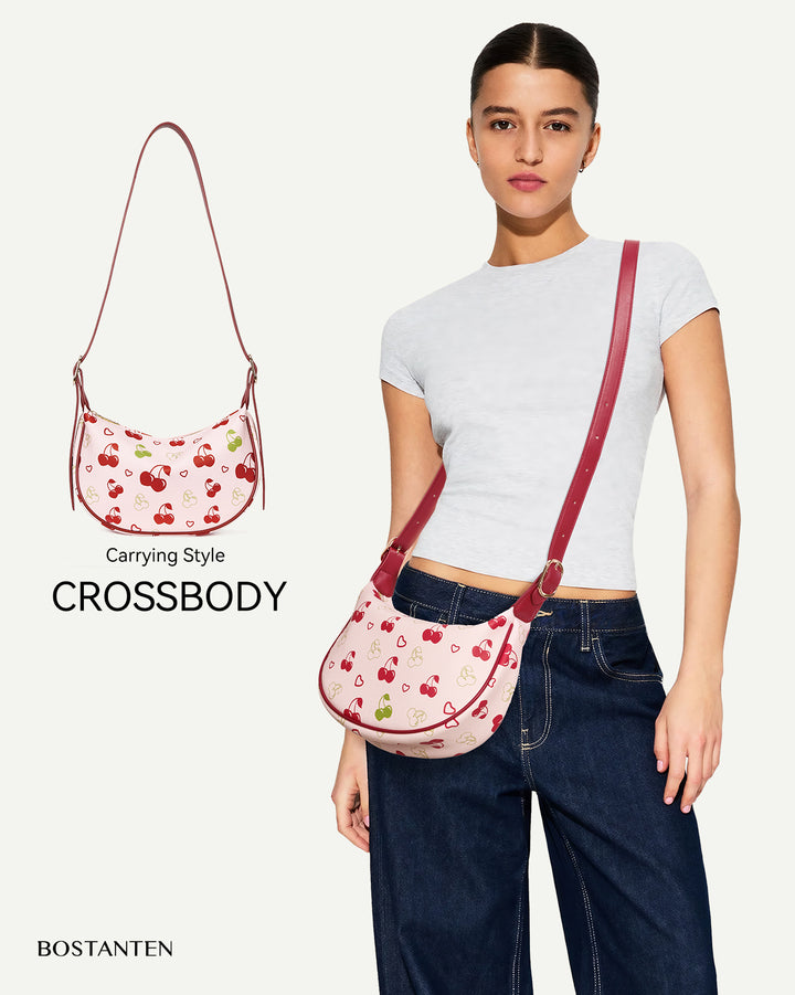 KWELI Woven Leather Half Moon Shoulder Bag