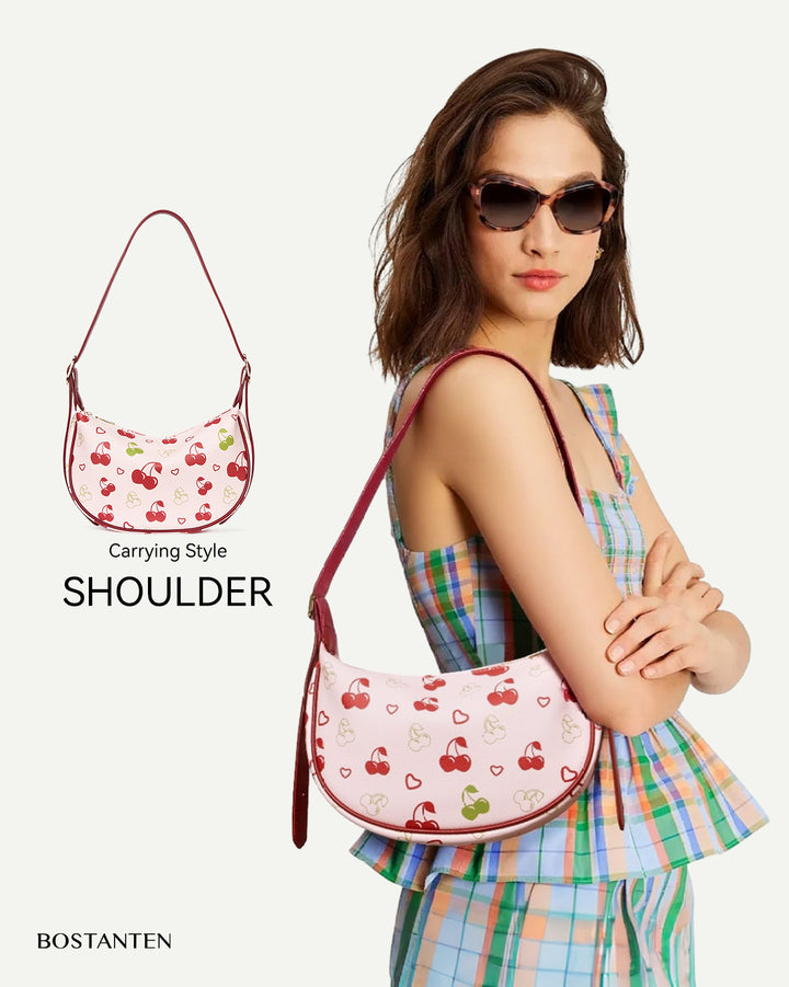 KWELI Woven Leather Half Moon Shoulder Bag
