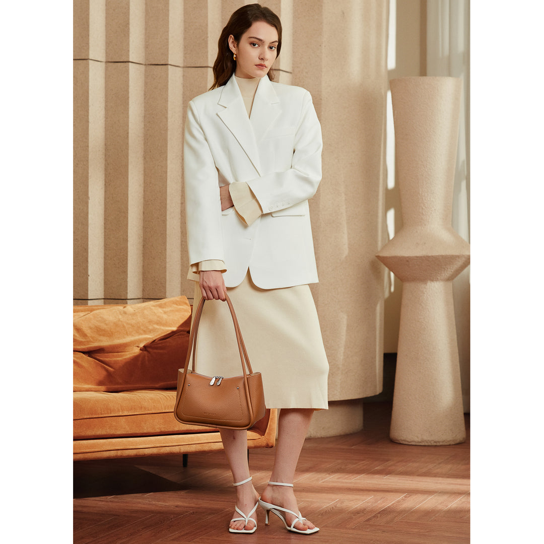 Claire Arc Silhouette Leather Tote Handbag