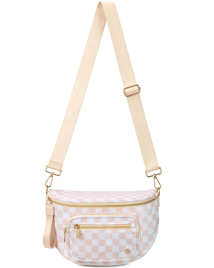 NOVA Checkered Leather Bum & Crossbody Bag – RFID Protected