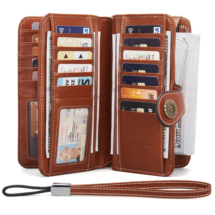 Lomy Big Wallet For Women With Wristlet —  Large Capacity - BOSTANTEN