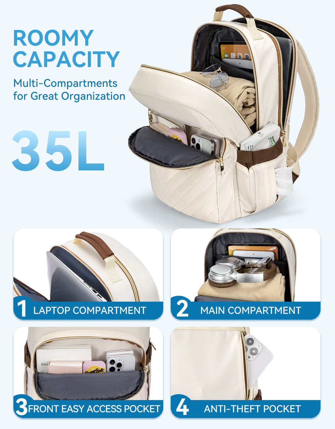 Minoru Quilted Patchwork 15.6“ Laptop Backpack