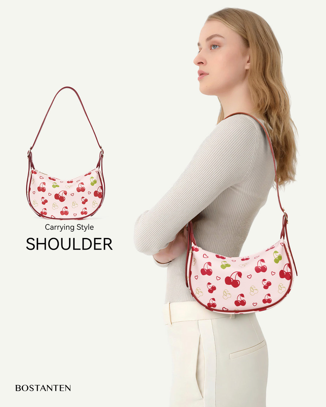 KWELI Woven Leather Half Moon Shoulder Bag