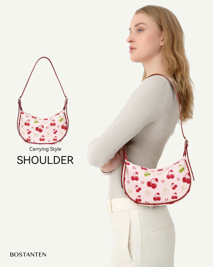 KWELI Woven Leather Half Moon Shoulder Bag