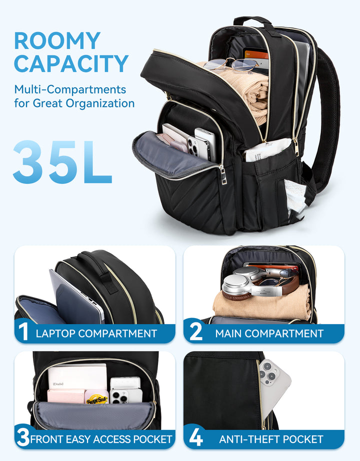 Minoru Quilted Patchwork 15.6“ Laptop Backpack