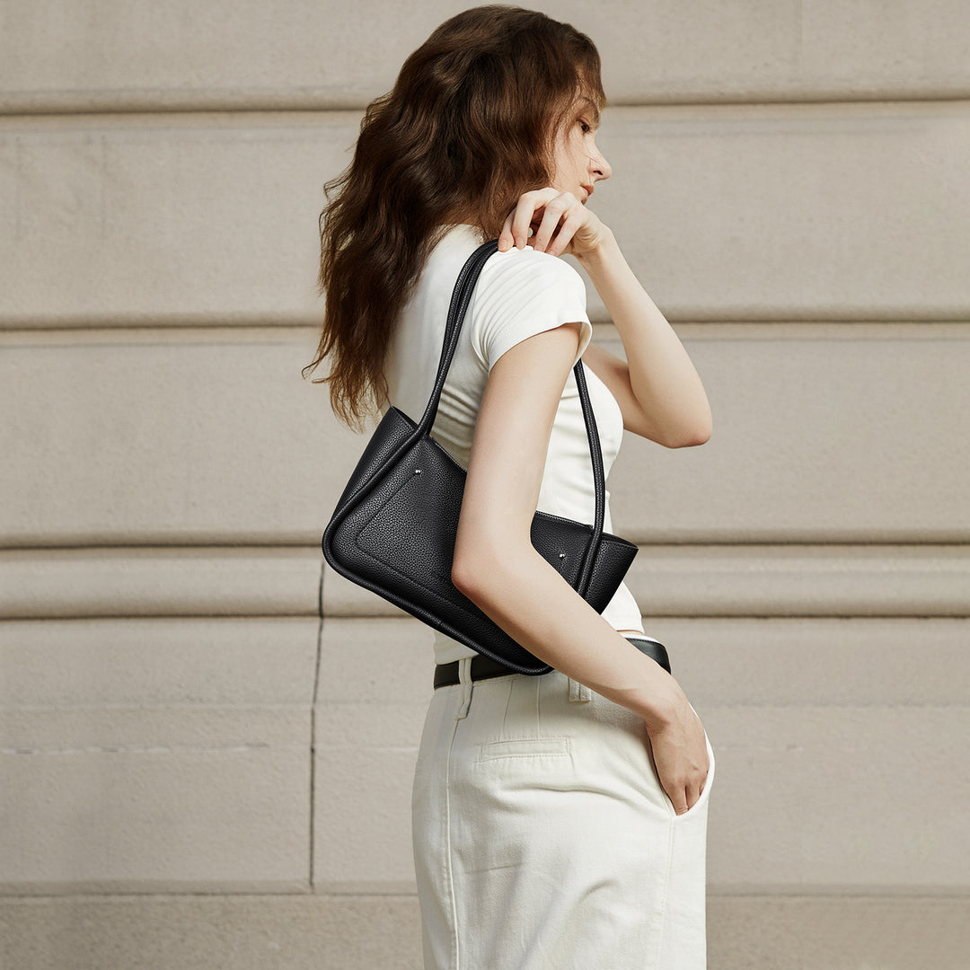Claire Arc Silhouette Leather Tote Handbag