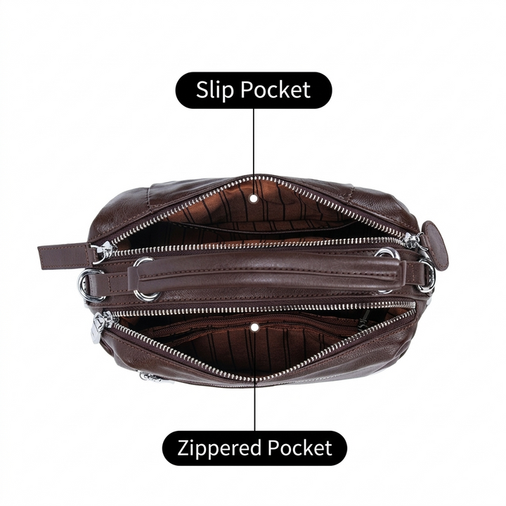 Nevin Full Grain Leather Boston Handbag 9''