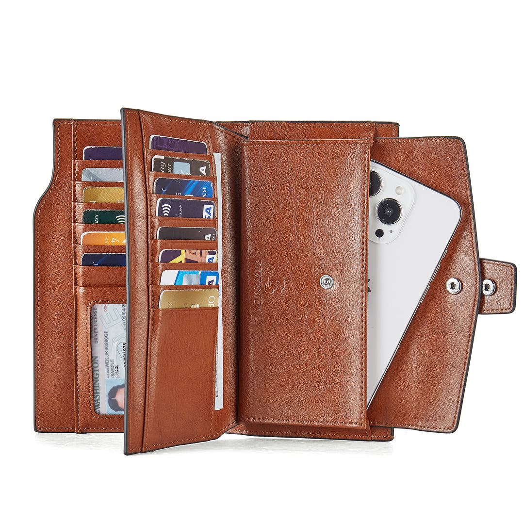 Lnna Genuine Leather RFID Wallets With Checkbooks - Cash Clutch