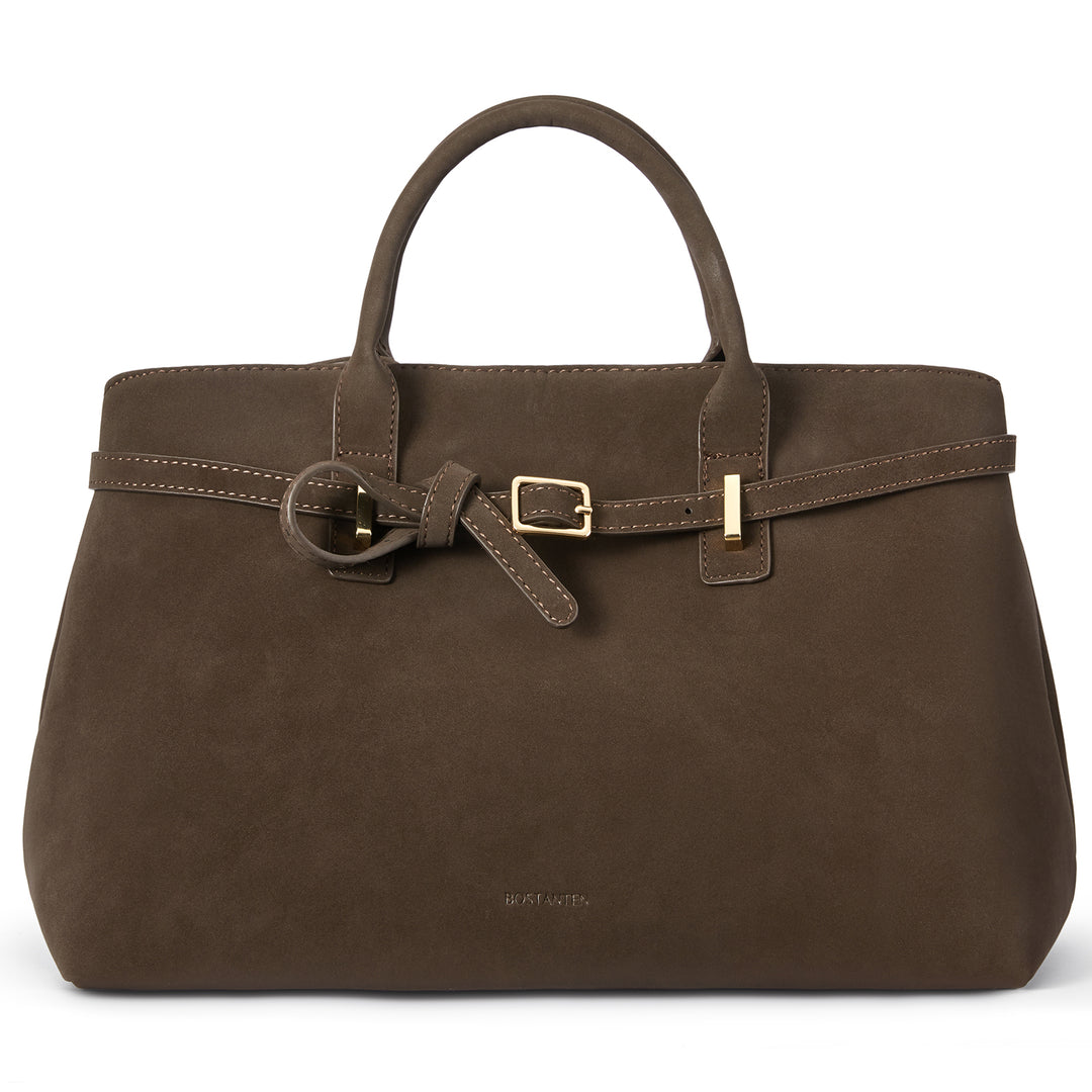 Claire Elegant Suede Top Handle Tote Handbag — DIY-able Outer Belt
