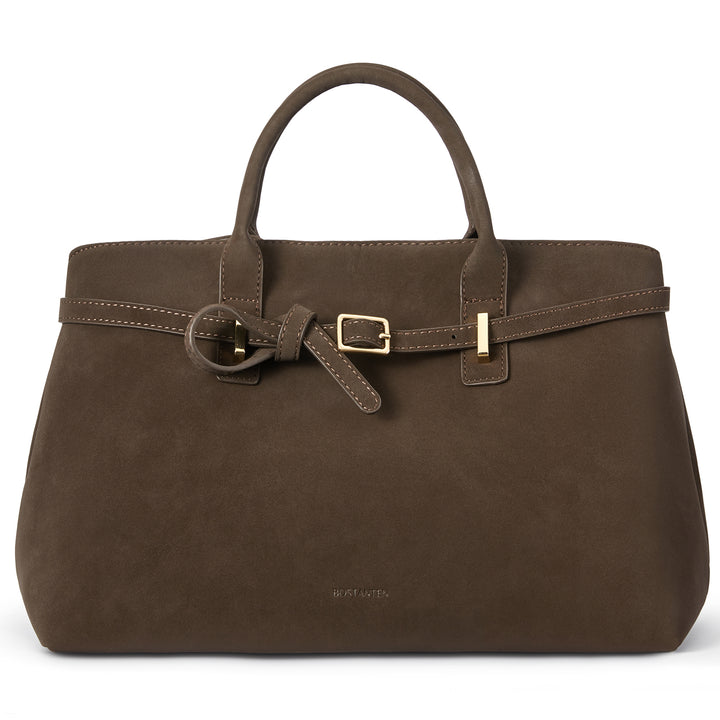 Claire Elegant Suede Top Handle Tote Handbag — DIY-able Outer Belt