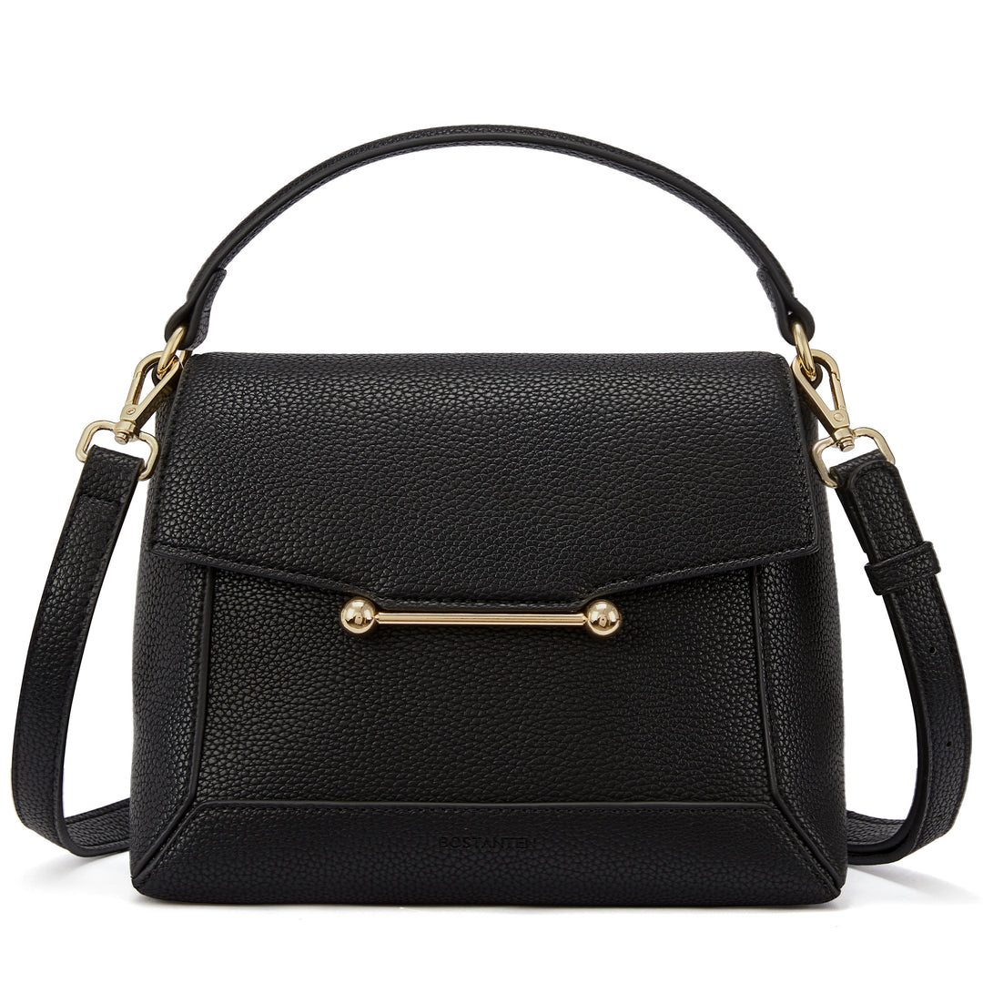Nevin Small Top Handle Leather Crossbody Satchel with Flap