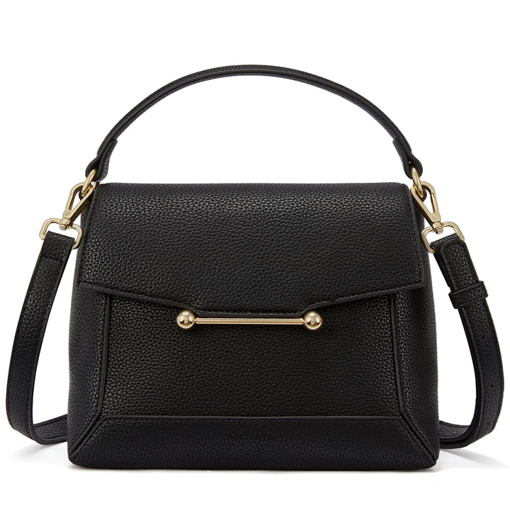 Nevin Small Top Handle Leather Crossbody Satchel with Flap