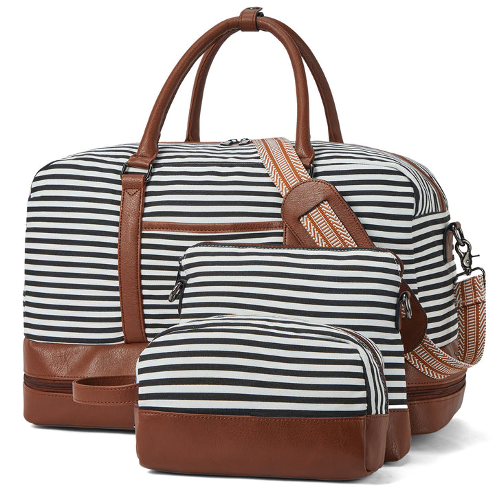 Zenobe 3 Pcs Set Weekender Bag with Shoe Compartment For Travel