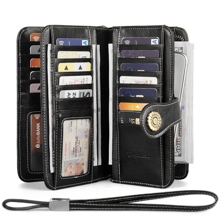 Lomy Big Wallet For Women With Wristlet —  Large Capacity - BOSTANTEN