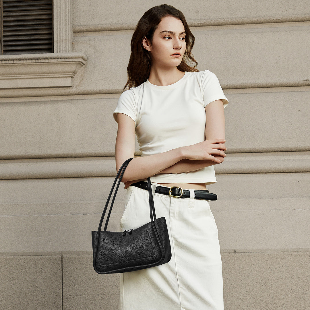 Claire Arc Silhouette Leather Tote Handbag