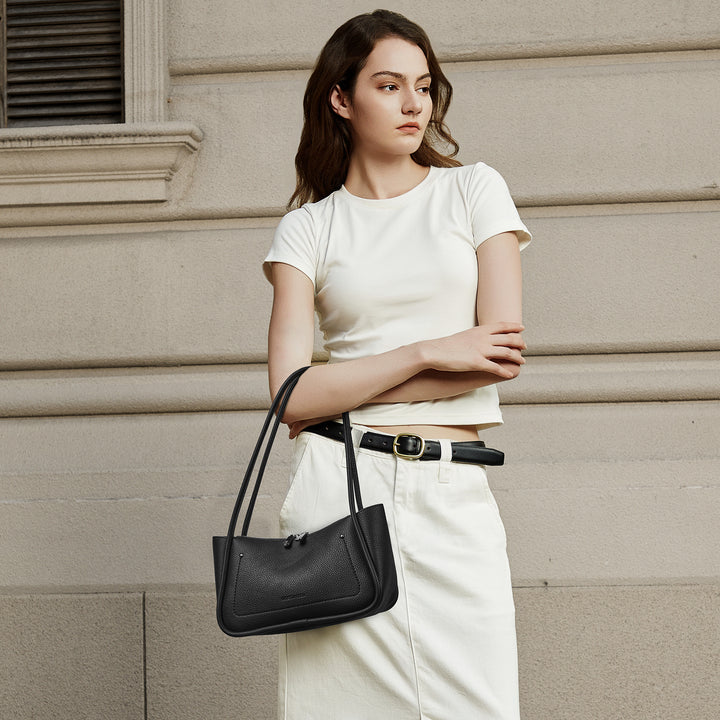 Claire Arc Silhouette Leather Tote Handbag