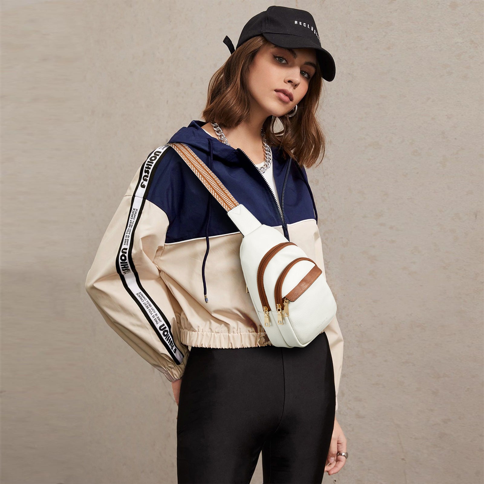 Aurora Beige Street Casual Trapeze Sling Bag