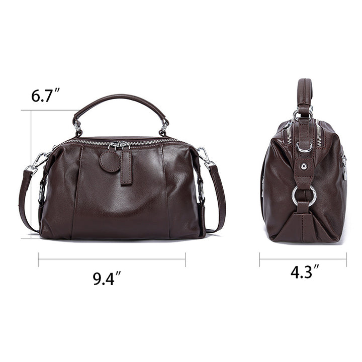 Nevin Full Grain Leather Boston Handbag 9''