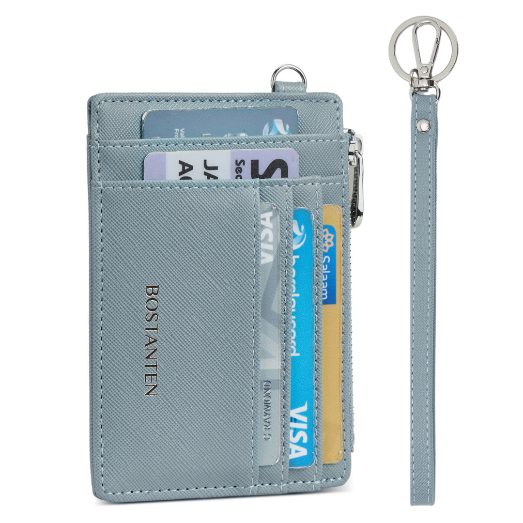 Lomy Slim Wristlet Keychain Wallet With Zipper Pocket